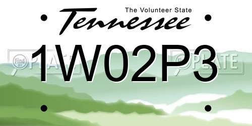 1W02P3 Tennessee License Plate