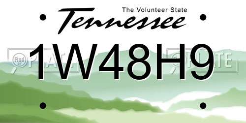 1W48H9 Tennessee License Plate