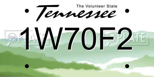 1W70F2 Tennessee License Plate