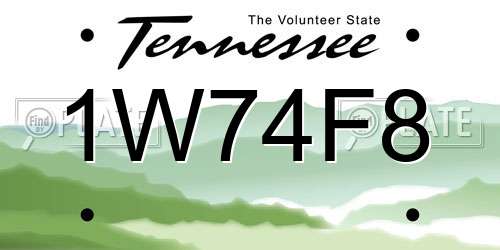 1W74F8 Tennessee License Plate