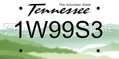 1W99S3 Tennessee License Plate