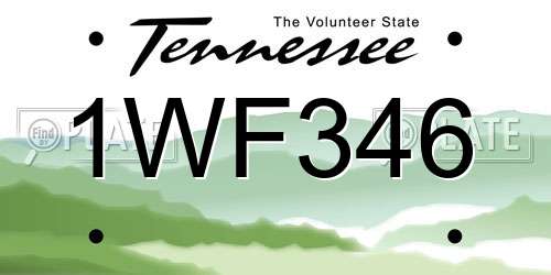 1WF346 Tennessee License Plate