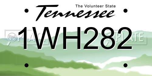 1WH282 Tennessee License Plate