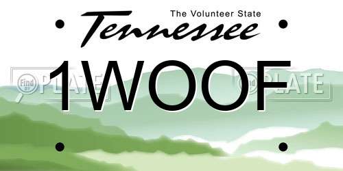 1WOOF Tennessee License Plate