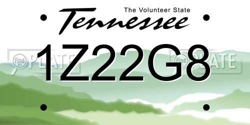 1Z22G8 Tennessee License Plate