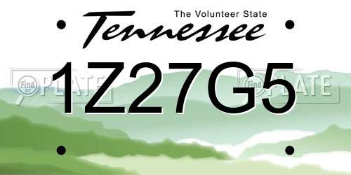1Z27G5 Tennessee License Plate