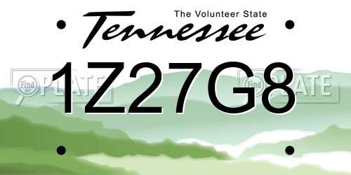 1Z27G8 Tennessee License Plate
