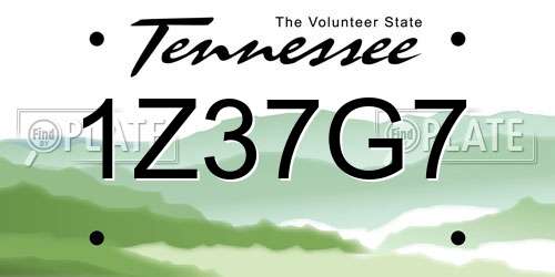 1Z37G7 Tennessee License Plate