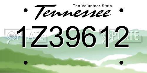 1Z39612 Tennessee License Plate