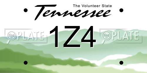 1Z4 Tennessee License Plate