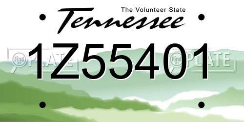 1Z55401 Tennessee License Plate