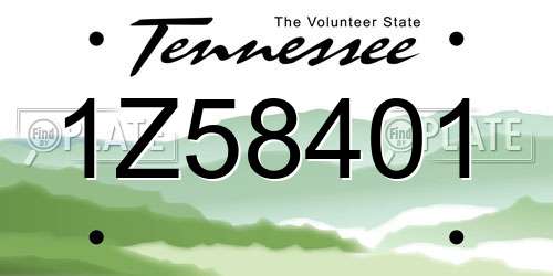 1Z58401 Tennessee License Plate