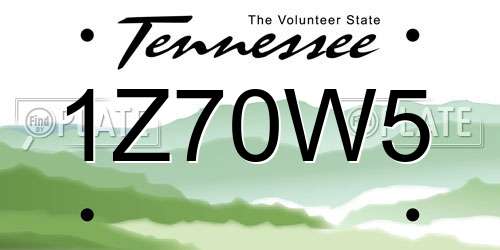 1Z70W5 Tennessee License Plate