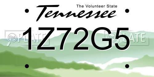 1Z72G5 Tennessee License Plate