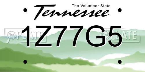 1Z77G5 Tennessee License Plate