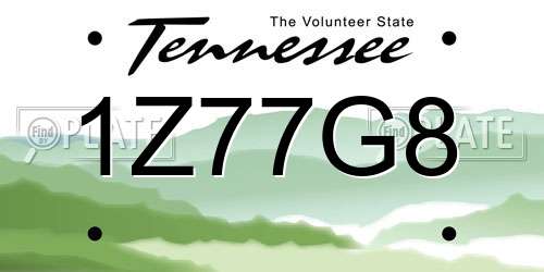 1Z77G8 Tennessee License Plate