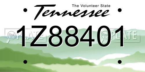 1Z88401 Tennessee License Plate