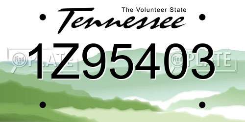 1Z95403 Tennessee License Plate