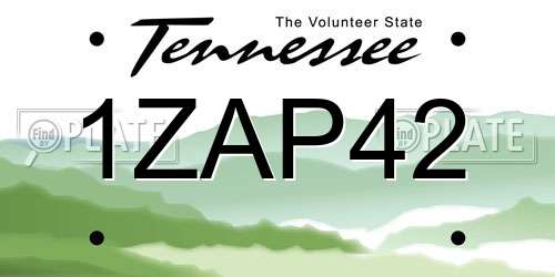 1ZAP42 Tennessee License Plate