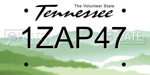 1ZAP47 Tennessee License Plate