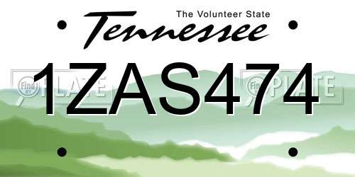 1ZAS474 Tennessee License Plate