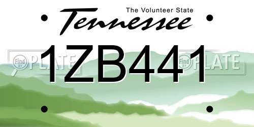 1ZB441 Tennessee License Plate