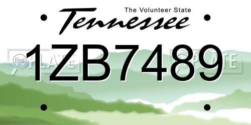 1ZB7489 Tennessee License Plate