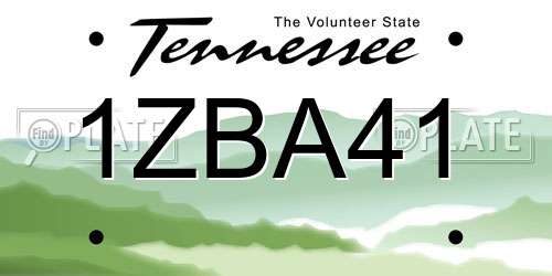 1ZBA41 Tennessee License Plate