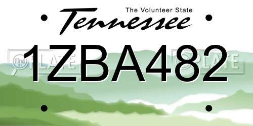 1ZBA482 Tennessee License Plate