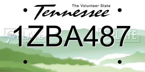 1ZBA487 Tennessee License Plate