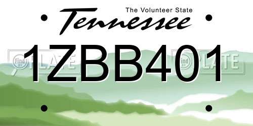 1ZBB401 Tennessee License Plate