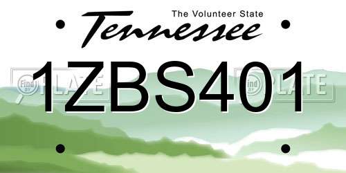 1ZBS401 Tennessee License Plate