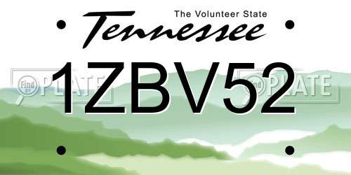1ZBV52 Tennessee License Plate