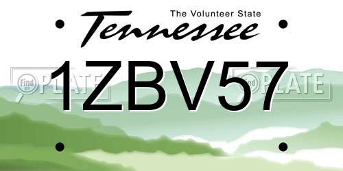 1ZBV57 Tennessee License Plate