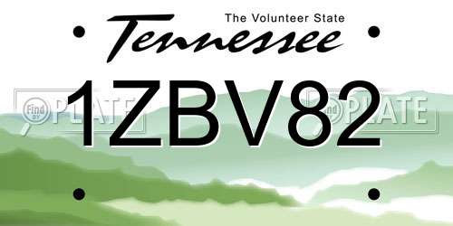 1ZBV82 Tennessee License Plate