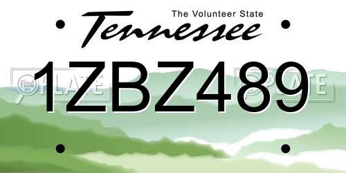 1ZBZ489 Tennessee License Plate