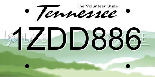 1ZDD886 Tennessee License Plate