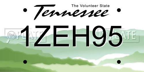 1ZEH95 Tennessee License Plate