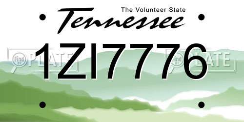 1ZI7776 Tennessee License Plate