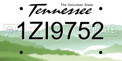 1ZI9752 Tennessee License Plate