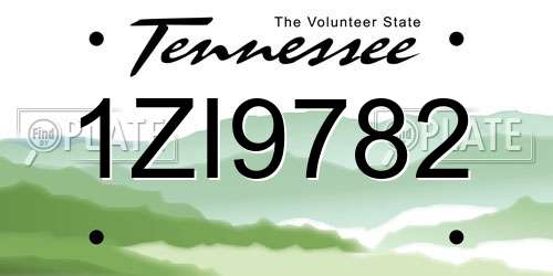 1ZI9782 Tennessee License Plate