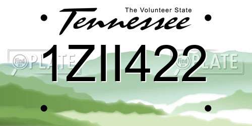1ZII422 Tennessee License Plate