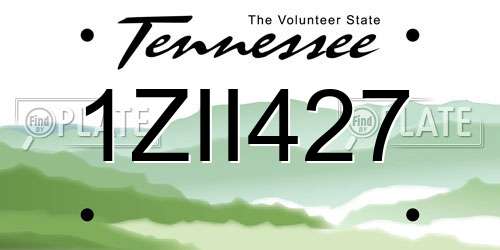 1ZII427 Tennessee License Plate