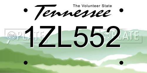 1ZL552 Tennessee License Plate
