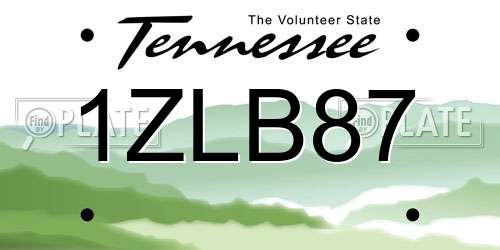 1ZLB87 Tennessee License Plate
