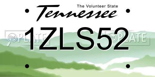 1ZLS52 Tennessee License Plate