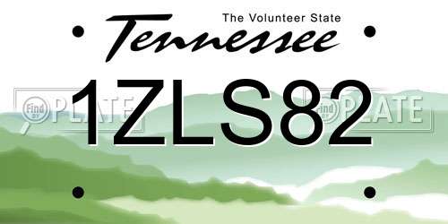 1ZLS82 Tennessee License Plate