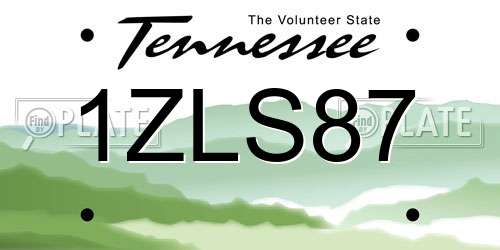 1ZLS87 Tennessee License Plate