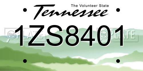 1ZS8401 Tennessee License Plate