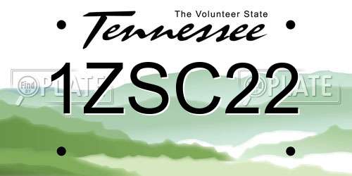 1ZSC22 Tennessee License Plate